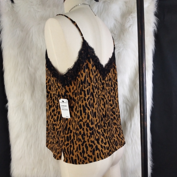 BP Nordstrom Black and Brown Animal Print V Neck Lingerie Top Size L - Picture 3 of 6
